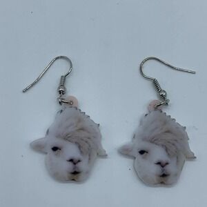 New white llama/alpaca dual side fashion earrings